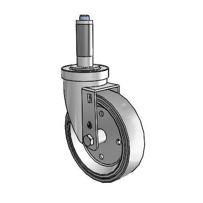 Roulette pivotante à adaptateur extensible de la série 30, en zinc, avec roue en caoutchouc à disque soudé de 5 x 1,25 (grise)