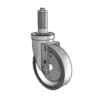 30 Series Expanding Adapter Zinc Swivel Caster with 5 x 1.25 Welded Disc Rubber (Grey) Wheel