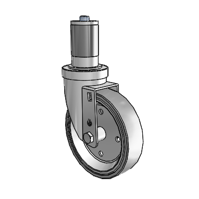 Roulette pivotante à adaptateur extensible de la série 30, en zinc, avec roue en caoutchouc à disque soudé de 5 x 1,25 (grise)