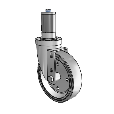 Roulette pivotante à adaptateur extensible de la série 30, en zinc, avec roue en caoutchouc à disque soudé de 5 x 1,25 (grise)