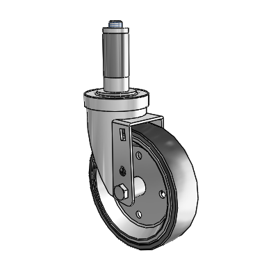 30 Series Expanding Adapter Zinc Swivel Caster with 5 x 1.25 Welded Disc Polyurethane Wheel