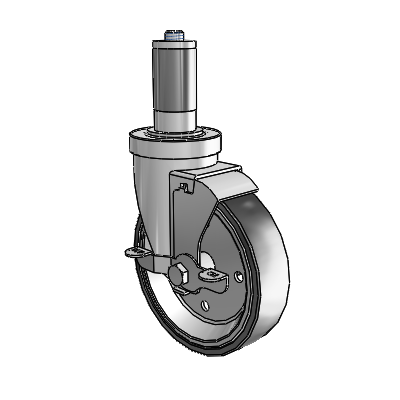 30 Series Expanding Adapter Zinc Swivel Caster with 5 x 1.25 Welded Disc Polyurethane Wheel and VertiLoc Brake