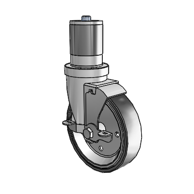 30 Series Expanding Adapter Zinc Swivel Caster with 5 x 1.25 Welded Disc Polyurethane Wheel and VertiLoc Brake
