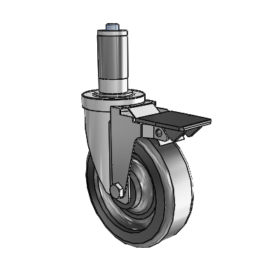 30 Series Expanding Adapter Zinc Swivel Caster with 5 x 1.5 Phenolic Wheel and PosiLoc Brake