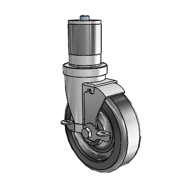 30 Series Expanding Adapter Zinc Swivel Caster with 5 x 1.5 Phenolic Wheel and VertiLoc Brake