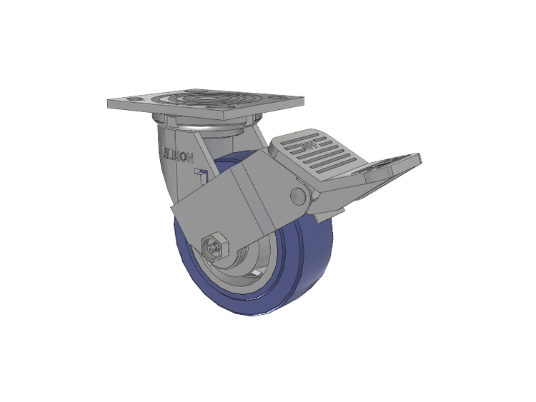16 Series Top Plate Swivel Caster with 5 x 2 Blue HF - HydroTech (Flat) Wheel and Face Brake