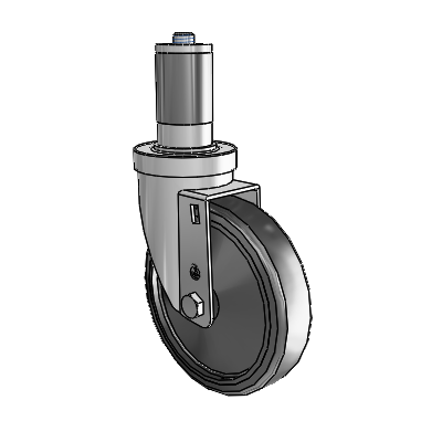 30 Series Expanding Adapter Zinc Swivel Caster with 5 x 1.25 Hard Rubber Wheel