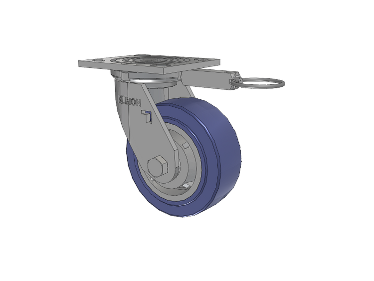 16 Series Top Plate Swivel Caster with 5 x 2 Blue HF - HydroTech (Flat) Wheel