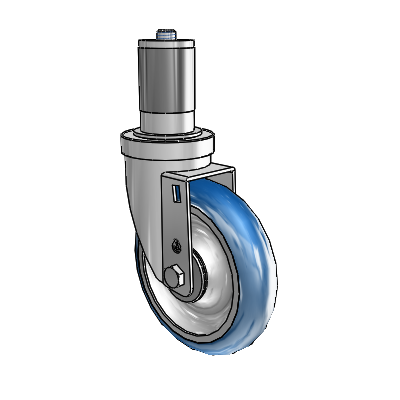 30 Series Expanding Adapter Zinc Swivel Caster with 5 x 1.25 PolyLoc (Blue) Wheel