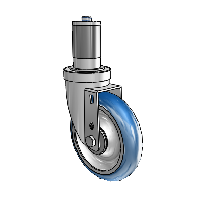 30 Series Expanding Adapter Zinc Swivel Caster with 5 x 1.25 PolyLoc (Blue) Wheel