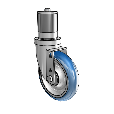 30 Series Expanding Adapter Zinc Swivel Caster with 5 x 1.25 PolyLoc (Blue) Wheel