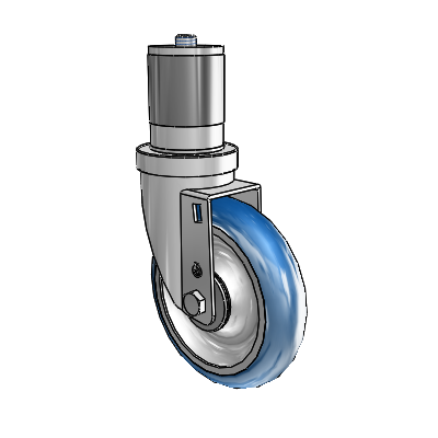 30 Series Expanding Adapter Zinc Swivel Caster with 5 x 1.25 PolyLoc (Blue) Wheel