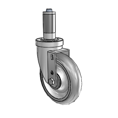 30 Series Expanding Adapter Zinc Swivel Caster with 5 x 1.25 PolyLock (Grey) Wheel
