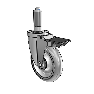 30 Series Expanding Adapter Zinc Swivel Caster with 5 x 1.25 Advantage TPR (Round) Wheel and PosiLoc Brake