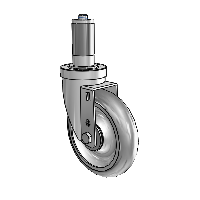 Roulette pivotante à adaptateur extensible en zinc de la série 30, équipée de 5 roues Advantage TPR (rondes) de 1,25