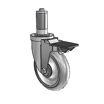 30 Series Expanding Adapter Zinc Swivel Caster with 5 x 1.25 Advantage TPR (Round) Wheel and PosiLoc Brake