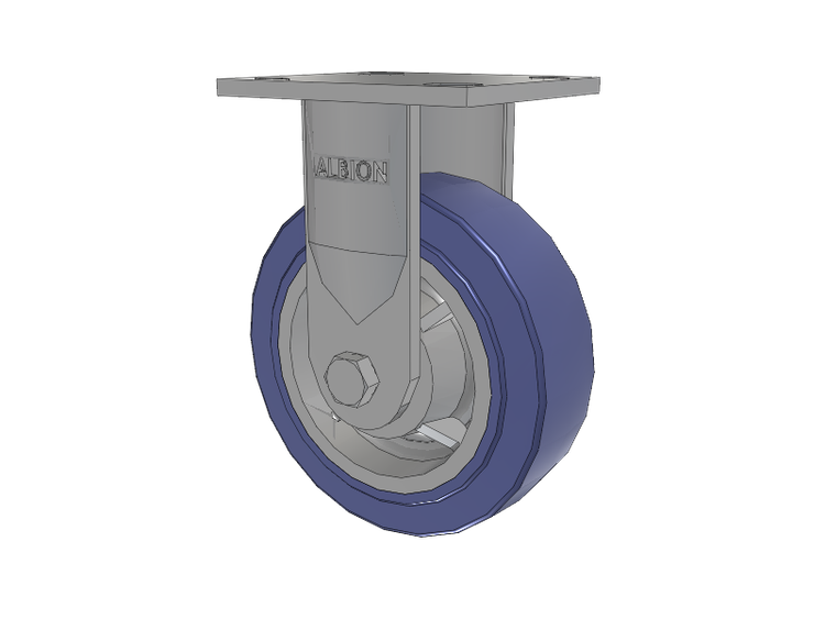16 Series Top Plate Rigid Caster with 6 x 2 Blue HF - HydroTech (Flat) Wheel