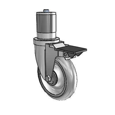 30 Series Expanding Adapter Zinc Swivel Caster with 5 x 1.25 Advantage TPR (Round) Wheel and PosiLoc Brake
