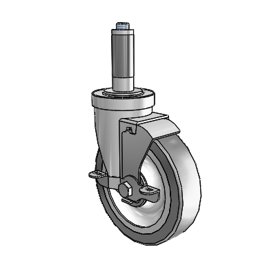 30 Series Expanding Adapter Zinc Swivel Caster with 5 x 1.25 Advantage TPR (Flat) Wheel and VertiLoc Brake