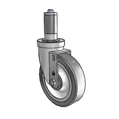 Roulette pivotante à adaptateur extensible en zinc de la série 30, équipée de 5 roues Advantage TPR (plates) de 1,25