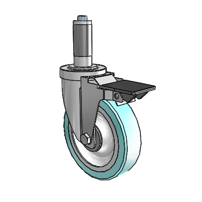 30 Series Expanding Adapter Zinc Swivel Caster with 5 x 1.25 Advantage Health Wheel and PosiLoc Brake