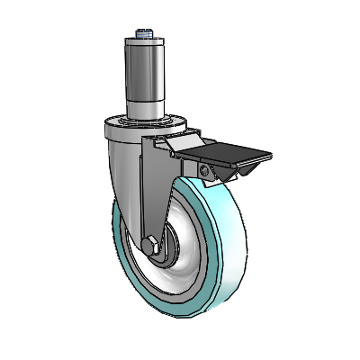 30 Series Expanding Adapter Zinc Swivel Caster with 5 x 1.25 Advantage Health Wheel and PosiLoc Brake