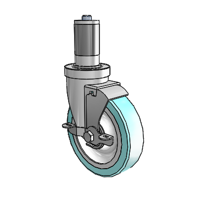 30 Series Expanding Adapter Zinc Swivel Caster with 5 x 1.25 Advantage Health Wheel and VertiLoc Brake
