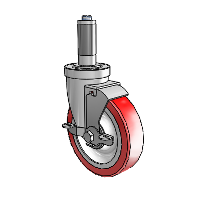 30 Series Expanding Adapter Zinc Swivel Caster with 5 x 1.25 Advantage Heat (Flat) Wheel and VertiLoc Brake