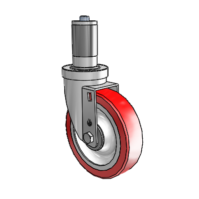 30 Series Expanding Adapter Zinc Swivel Caster with 5 x 1.25 Advantage Heat (Flat) Wheel