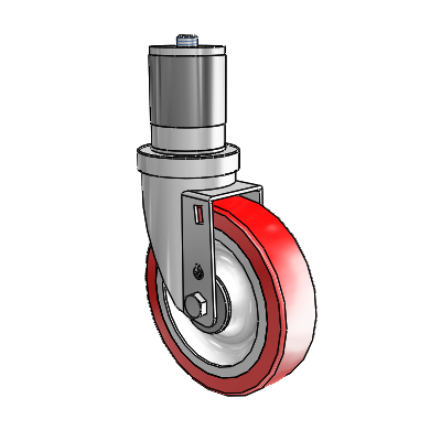 30 Series Expanding Adapter Zinc Swivel Caster with 5 x 1.25 Advantage Heat (Flat) Wheel