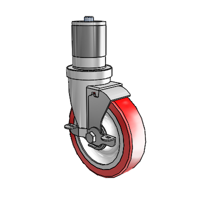 30 Series Expanding Adapter Zinc Swivel Caster with 5 x 1.25 Advantage Heat (Flat) Wheel and VertiLoc Brake