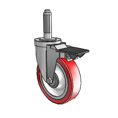 30 Series Expanding Adapter Zinc Swivel Caster with 5 x 1.25 Advantage Heat (Flat) Wheel and PosiLoc Brake