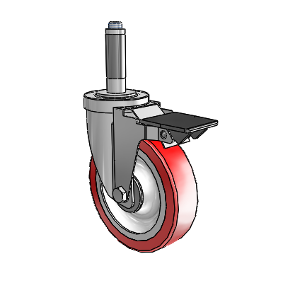 30 Series Expanding Adapter Zinc Swivel Caster with 5 x 1.25 Advantage Heat (Flat) Wheel and PosiLoc Brake