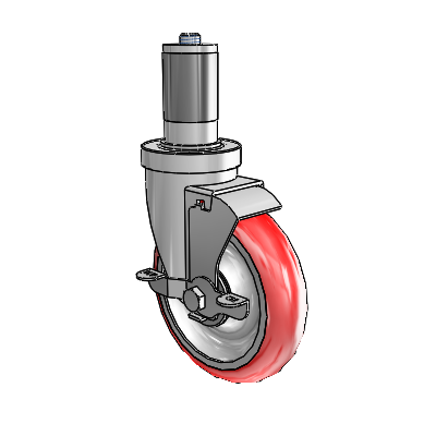 30 Series Expanding Adapter Zinc Swivel Caster with 5 x 1.25 Advantage Heat (Round) Wheel and VertiLoc Brake