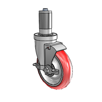 30 Series Expanding Adapter Zinc Swivel Caster with 5 x 1.25 Advantage Heat (Round) Wheel and VertiLoc Brake