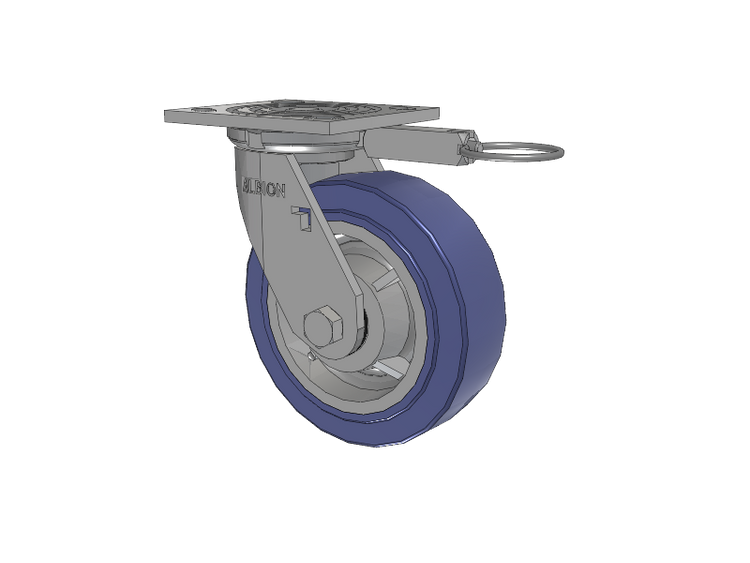 16 Series Top Plate Swivel Caster with 6 x 2 Blue HF - HydroTech (Flat) Wheel