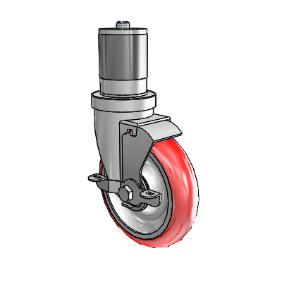 30 Series Expanding Adapter Zinc Swivel Caster with 5 x 1.25 Advantage Heat (Round) Wheel and VertiLoc Brake