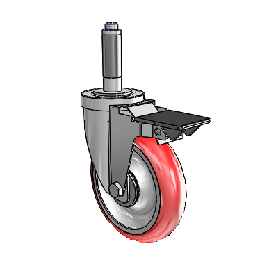 30 Series Expanding Adapter Zinc Swivel Caster with 5 x 1.25 Advantage Heat (Round) Wheel and PosiLoc Brake
