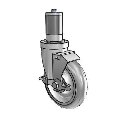 30 Series Expanding Adapter Zinc Swivel Caster with 5 x 1.25 Advantage TPR (Round) Wheel and VertiLoc Brake