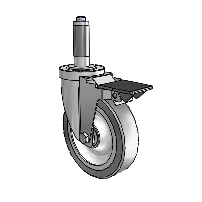 30 Series Expanding Adapter Zinc Swivel Caster with 5 x 1.25 Advantage TPR (Flat) Wheel and PosiLoc Brake