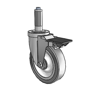 30 Series Expanding Adapter Zinc Swivel Caster with 5 x 1.25 Advantage TPR (Flat) Wheel and PosiLoc Brake