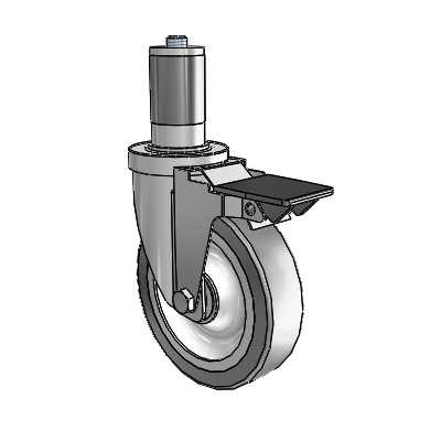 30 Series Expanding Adapter Zinc Swivel Caster with 5 x 1.25 Advantage TPR (Flat) Wheel and PosiLoc Brake