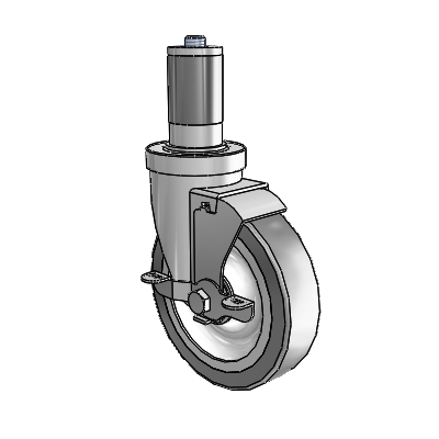 30 Series Expanding Adapter Zinc Swivel Caster with 5 x 1.25 Advantage TPR (Flat) Wheel and VertiLoc Brake
