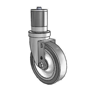 30 Series Expanding Adapter Zinc Swivel Caster with 5 x 1.25 Advantage TPR (Flat) Wheel