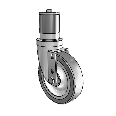 30 Series Expanding Adapter Zinc Swivel Caster with 5 x 1.25 Advantage TPR (Flat) Wheel