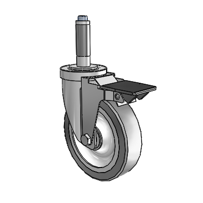 30 Series Expanding Adapter Zinc Swivel Caster with 5 x 1.25 Advantage TPR (Flat) Wheel and PosiLoc Brake