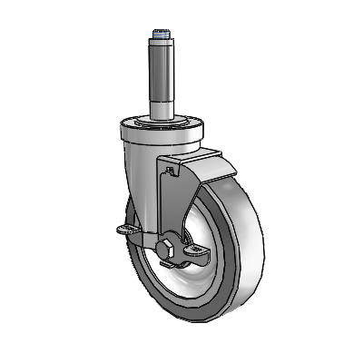 30 Series Expanding Adapter Zinc Swivel Caster with 5 x 1.25 Advantage TPR (Flat) Wheel and VertiLoc Brake