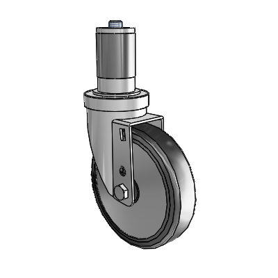 30 Series Expanding Adapter Zinc Swivel Caster with 5 x 1.25 Cushion Rubber (+ Side Plates) Wheel