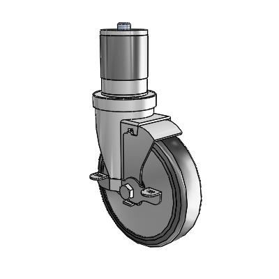 30 Series Expanding Adapter Zinc Swivel Caster with 5 x 1.25 Cushion Rubber (+ Side Plates) Wheel and VertiLoc Brake
