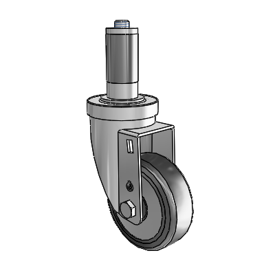 30 Series Expanding Adapter Zinc Swivel Caster with 5 x 1.25 Hard Rubber (+ Side Plates) Wheel